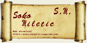 Soko Miletić vizit kartica